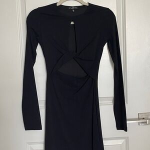 Dynamite Black Long Sleeve Mini Dress with cutout Sz xxs